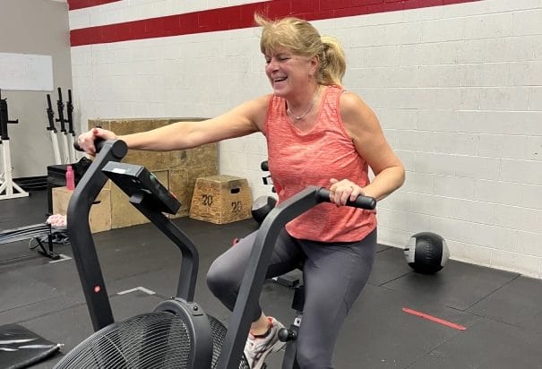 old lady ride bike
